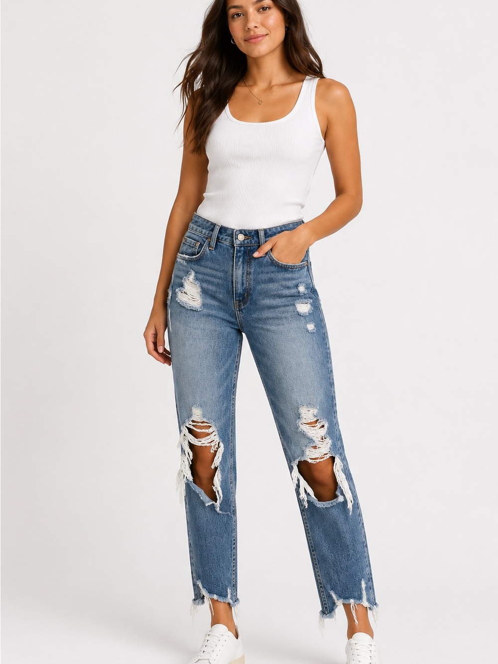 Flying Monkey High-Rise Distressed Blue Women’s Jeans